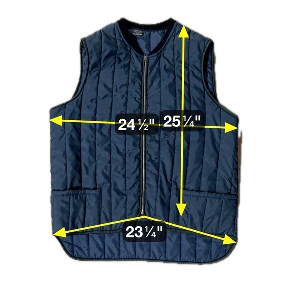 Vintage Vest Sears WorkN Leisure Quilted Nylon Blue Zip Up Pockets Retro 70s XL? - Picture 10 of 11